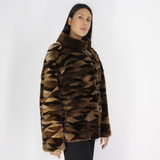 Brown shades shaved mink pieces jacket