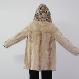 Sand Shaved mink jacket with lynx hood (pat)