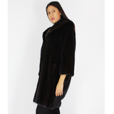 Ranch mink coat with hood