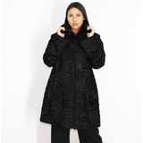 Astrakhan black coat with black mink collar