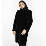 Black shaved mink pieces coat