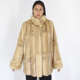  Pastel mink jacket with leather stripes