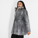  Astrakhan grey jacket with sapphire mink collar