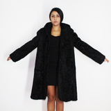 Astrakhan black coat with hood