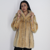 Colored black-cross pink gold mink jacket