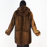 Wild-glow mink ¾ coat with hood
