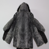 Astrakhan grey coat with hood