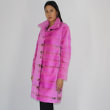 Fuchsia colored shaved mink coat