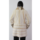 Pearl shaved mink ¾ coat with chinchilla trimming