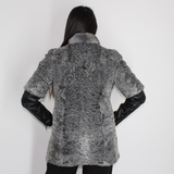 Grey Astrakhan vest with mink collar