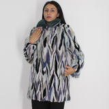 Multi-colored mink ¾ coat