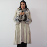 Silver shaved mink with chinchilla trimming