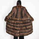 Brown astrakhan coat with brown mink trimming