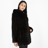 Black-ranch mink jacket with hood