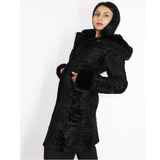 Astrakhan black coat with hood