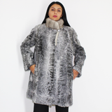 Astrakhan grey coat with sapphire mink collar