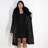 Astrakhan anthracite coat with fox collar