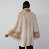 Pearl shaved mink coat with mink trimming