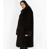 Ranch mink coat with hood