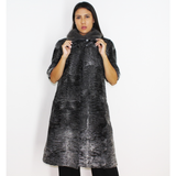 Astrakhan grey vest with silver grey mink collar