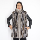 Multicolor mink vest