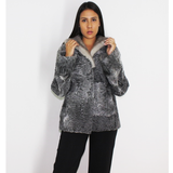 Astrakhan grey jacket with sapphire mink collar