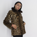 Ocelot jacket with mink collar