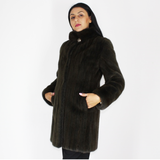 Colored Khaki mink ¾ coat