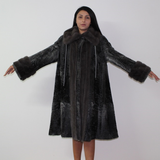 Astrakhan Anthracite coat with mink trimming