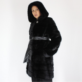 Black mink coat with hood