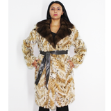 OMIKRON Lynx pieces coat with mink collar