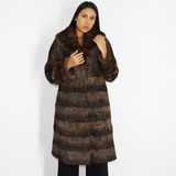 Brown astrakhan coat with brown mink trimming