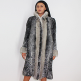 Astrakhan grey coat with sapphire mink trimming