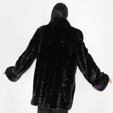 Black mink pat jacket with mink trimming