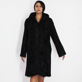 Astrakhan black coat with hood