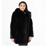 Black mink jacket with hood