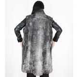 Grey Astrakhan long vest with grey mink trimming