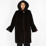 Ranch mink coat with hood