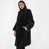 Grey-brown shaved mink pieces coat