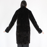 Black shaved mink pieces coat