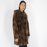 Demi-buff shaved mink pieces ¾ coat
