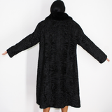 Astrakhan black coat with black mink collar