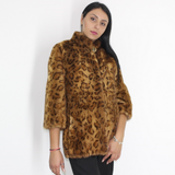 Animal print stamped mink jacket