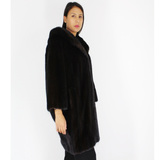 Ranch mink coat with hood