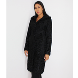Astrakhan black coat with astronaut hood