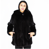 Black mink jacket with hood