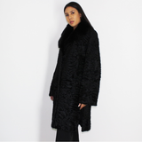 Astrakhan black coat with black mink collar