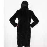 Black shaved mink pieces coat