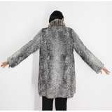 Astrakhan grey jacket with sapphire mink collar