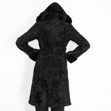 Astrakhan black coat with hood